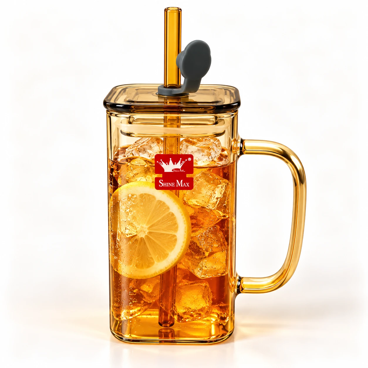 Borosilicate Glass Mug with Lid & Straw - view 3